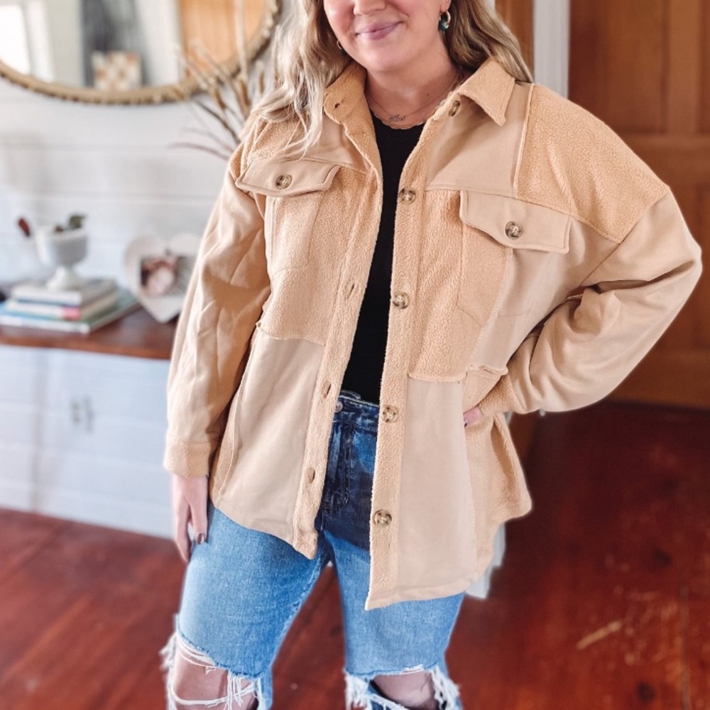 NWT tan shirt jacket